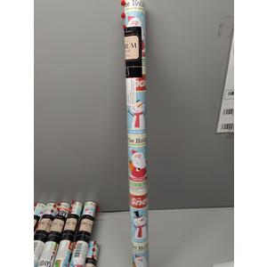 BIOBROWN Christmas Wrapping Paper with Tags and Trim Ribbon Assortment - 30" X 10' Per Roll (4 Rolls: 100 sq. ft. ttl.) for Christmas, Party, Xmas, Holiday