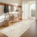 3x6 Runner Rug Non Slip, Thin Entryway Washable Rug for Entryway, Runners for Hallways, Low Pile Vintage Abstract Soft Rugs for Living Room, Kitchen, Bedroom(3'x6', Beige/Ivory)