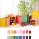 qiqee 32-Packs Paper Bags with Handles Bulk 7.6"x4.75"x10.5" Medium Gift Bags 16 Different Senior Color Bags Multiple UsesMedium Size