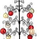 Otoolling 2 FT Jesus Iron Christmas Tree Ornament Display Stand with Hanger Hook Metal Ornament Display Tree Stand Hanger for Jesus Christmas Balls Bauble Decorations Gift Craft Tabletop(Black)