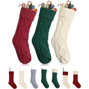 Mr. Pen- Christmas Stockings, 3 Pack, 18" Cable Knit Stockings for Christmas, Cable Knit Christmas Stocking for Christmas, Large Stockings Christmas, Knit Stockings Christmas, Red, Cream & Green