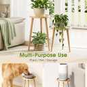 Plant Stand Indoor 2 Pack, Wood Mid Century Indoor Plant Stand, Tall Plant Stands for Flower Pot, Round Plant Table Side End Table With Raised Design, Natural Wood, 11.7"x18.8" & 11.7"x13"