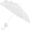 LUOEM White Wedding Lace Parasol Umbrella Wedding Bride Umbrella White Photo Prop for Bridal Decoration - Size Small
