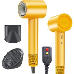 Dries Hair Quickly 500 Million Ion Hair Dryer, Low Noise 110,000 RPM Professional High Speed Fast Drying Lightweight 1627W Blow Dryer,Gifts for Women for Home and Travel, Dark Yellow