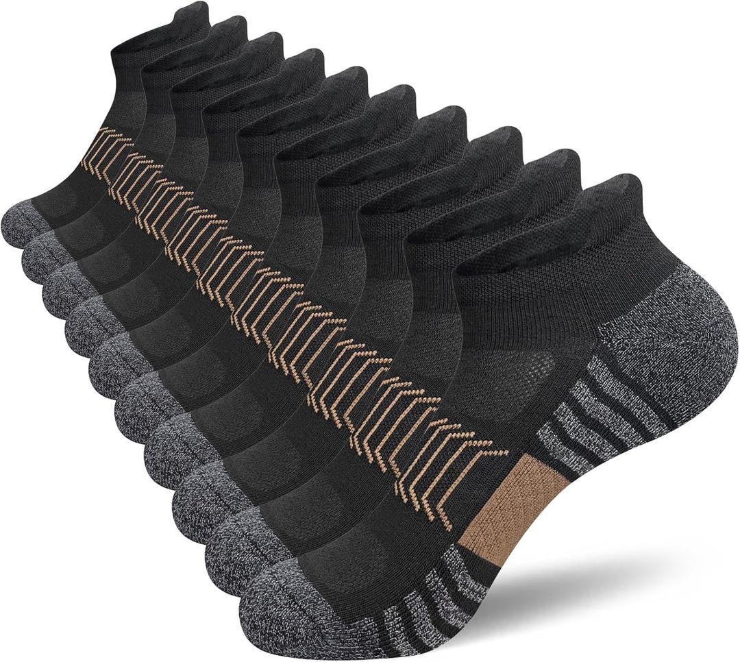 Men's Ankle Comfort Cushioned Anti-Blister Wicking Breathable Athletic Running Socks 5 Pairs