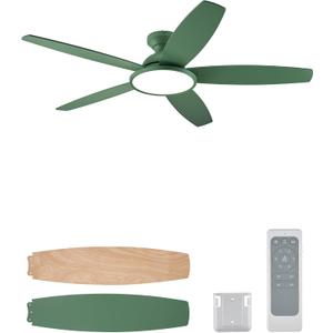 VONLUCE Ceiling Fans with Lights, 52 Inch Ceiling Fan and Remote, Full-spectrum LED Light, 3CCT, 6-Speeds Noiseless Reversible DC Motor, Modern Ceiling Fan for Farmhouse Bedroom Indoor, Green