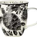 Karma Gifts 16 oz Black and White Boho Mug Sea Turtle - Cute Coffee and Tea Mug - Ceramic Coffee Mugs for Women and Men, 1 Count (Pack of 1) (14 Ounces)