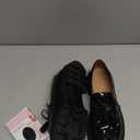 British Style Women's Fashion Loafers, Patent Leather Tassel Loafers, Black Thick-Soled Loafers, Slip-on Thick-Soled Loafers, Simple Casual Flat Shoes, Plus Size Shoes. (8.5)