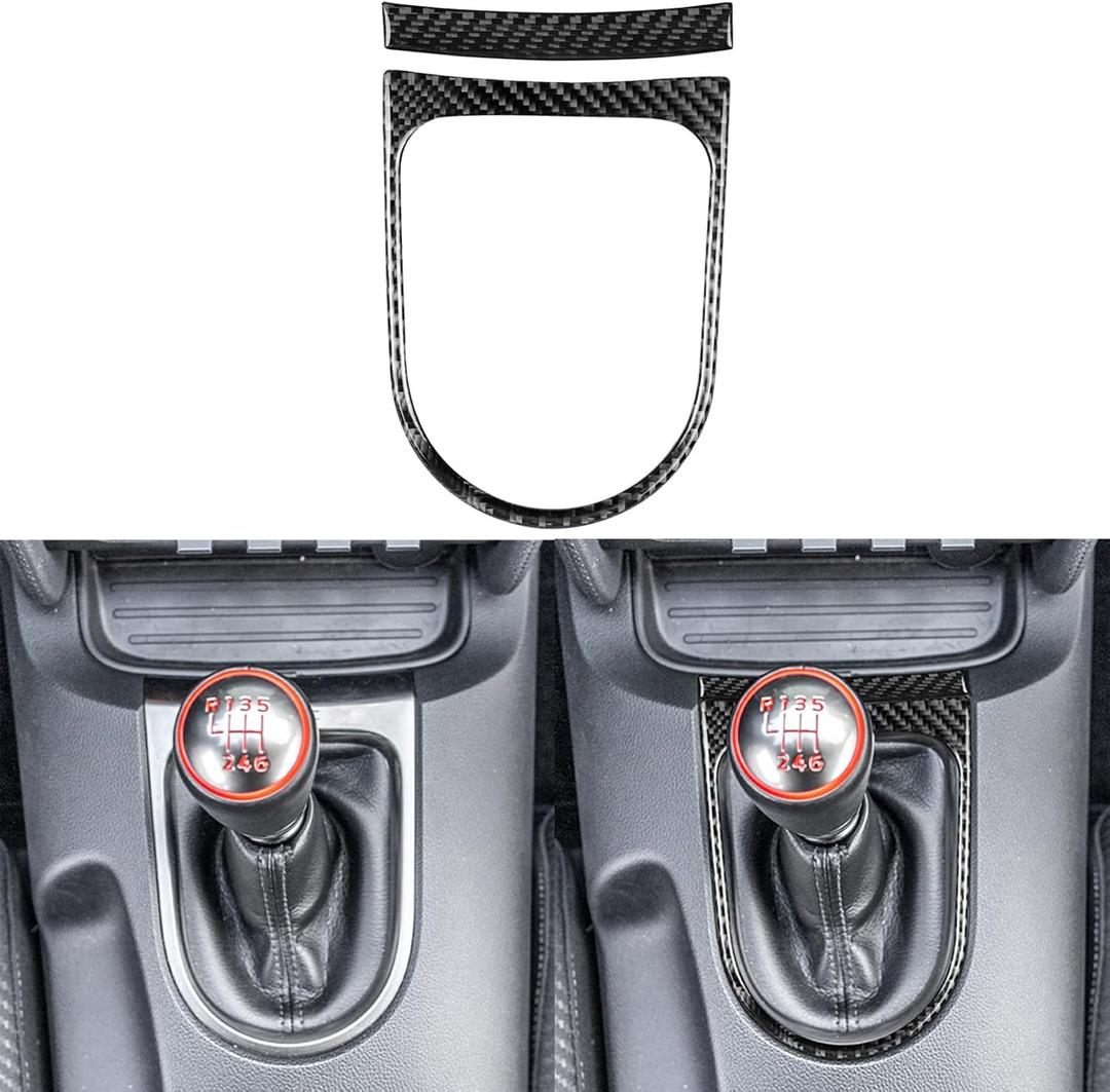 NVCNX Real Carbon Fiber Compatible with Ford Mustang GT 2015-2023 2016 2017 2018 2019 2020 2021 2022 Accessories Car Gear Shift Frame Cover Interior Trim Sticker Decal Black 2PCs