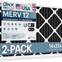 BNX TruFilter 14x25x1 MERV 12 Odor Defense (2-Pack) AC Furnace Air Filter with Activated Carbon - MADE IN USA - Pleated Air Conditioner HVAC AC Furnace Filters - Removes Odor, Mold, Bacteria, Smoke