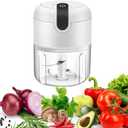 Electric Mini Garlic Chopper, Food Processor, Portable Cordless Garlic Mincer Masher, Meat Grinder with USB Charging For Vegetable, Chili, Fruits, Ginger, Baby Food, Seasoning 250ml(White)