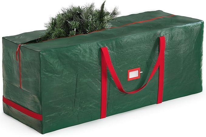 Zober Large Christmas Tree Storage Bag  Fits 9 Ft Artificial Trees  Plastic, Waterproof Christmas Tree Bag For Storage Box For Xmas  Strong, Durable Handles  Label Card Slot  Green