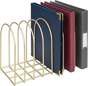 MyGift Large Desktop Document Holder, Brass Metal Wire File Folder Organizer Rack with 8Slots and Arch Design