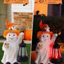 Nacome Halloween Cute Ghost with Solar Lantern: Scary Figurine Spooky Decoration for Garden Outdoor, Holiday, Party, Indoor, Office,Dinner Table - Adorable Gift Ideal Choice