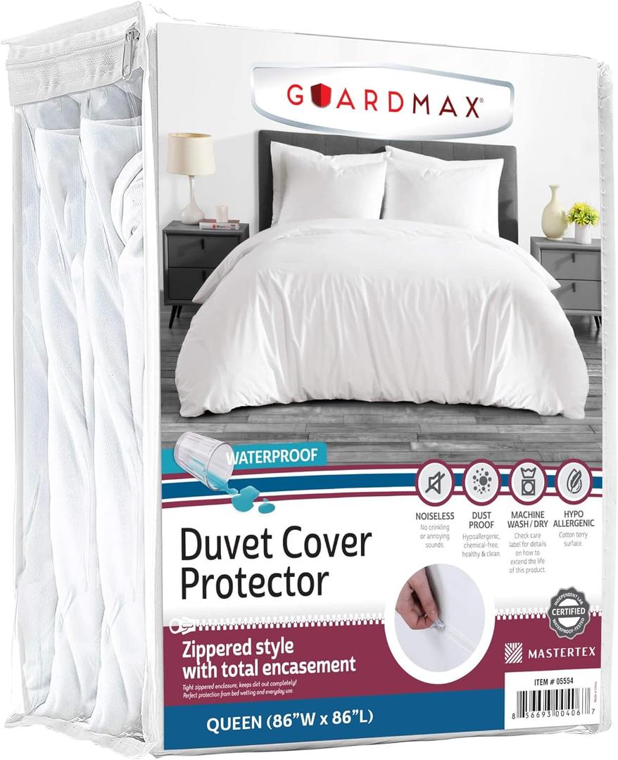 Guardmax Waterproof Duvet Cover - Jersey Fabric with Zipper Closure | Premium Quality, Bed Bug & Allergen Proof Queen (86 x 86) Guardmax Waterproof Duvet Cover - Jersey Fabric with Zipper Closure | Premium Quality, Bed Bug & Allergen Proof Queen (86 x 86)