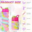 Sunnyray Collapsible Water Bottles Bulk Foldable Water Bottles 17oz Silicone Portable Leak Proof Reusable Sports with Clip for Travel Hiking Camping Outdoor (Camouflage,20 Pack)
