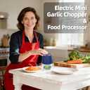 Electric Garlic Chopper, Mini Food Processor & Vegetable Chopper, 350ml Portable Cordless USB Rechargeable Garlic Chopper, Powerful Chopper for Onion, Herb, Nut, Easy to Clean Glass ContainerBlue