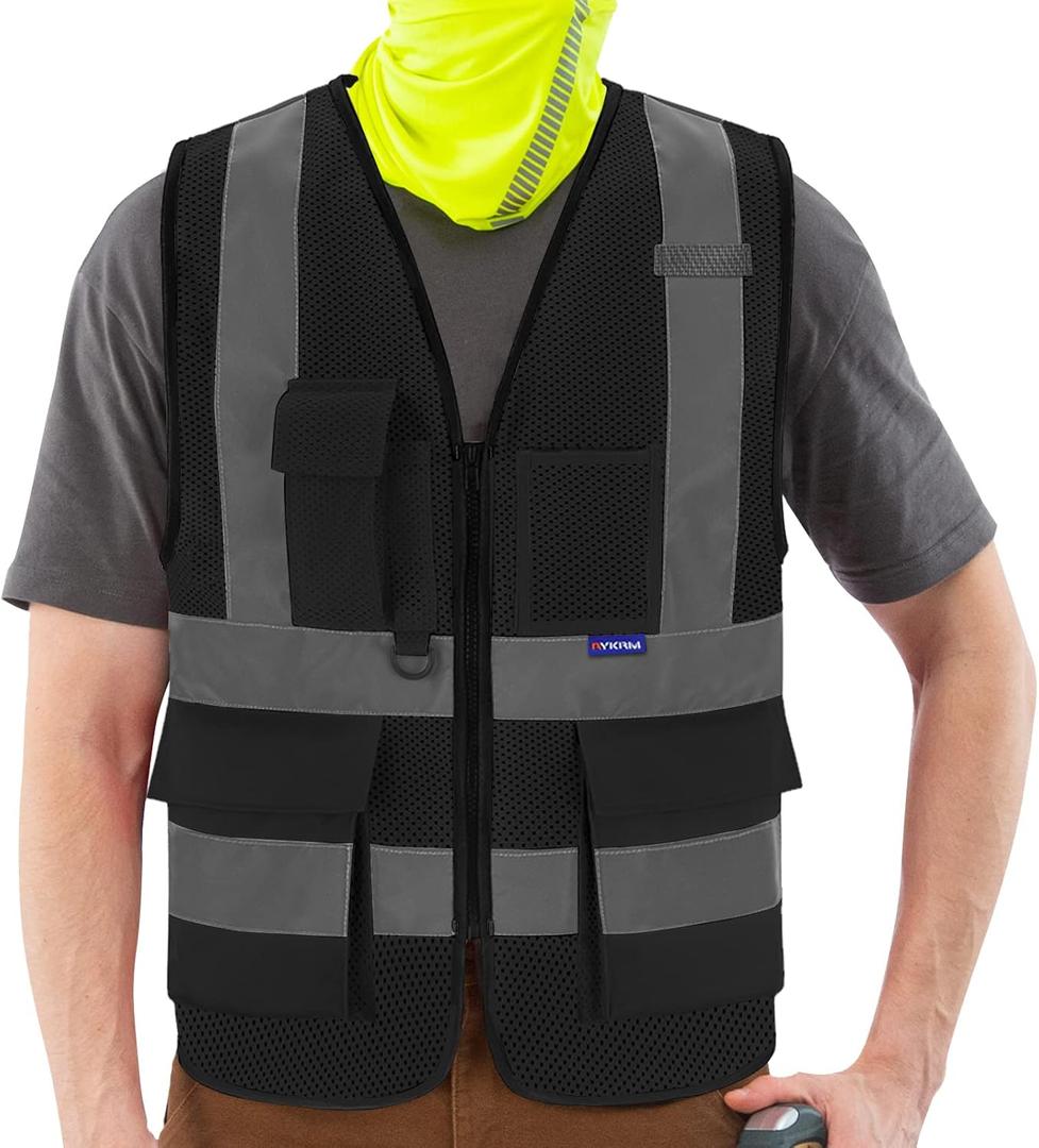 A-SAFETY Black mesh vest for work, L