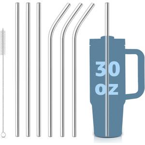 Stainless Steel Replacement Straws for Stanley Adventure Travel Tumbler (6 Straws for 30oz)