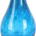 Hand Blown Glass Vase, Decorative Art Glass Centerpiece for Home Decor, Contemporary Flower Vase with Flared Rim for Table, Shelf, Mantel or Entryway Display（Teal）