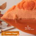 3 x Artscope Fall Pillow Covers 18 x 18 Set of 2 Decorative Autumn Harvest Holiday Pumpkin Throw Pillow Cases Soft Plush Faux Fur Couch Cushion Case for Farmhouse Halloween Sofa Bed Room Home Decor-Orange