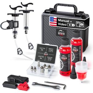 Borgen Brake Bleed Kit PRO for Shimano, Tektro & TRP Hydraulic Disc Brakes  Bike Bleed Kit with Video Guide- Incl. 2X Mineral Oil Brake Fluid  Bike Tool Kit for Brake Bleeding