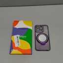 Meifigno Designed for iPhone 17 Pro Magnetic Case with Removable Phone Ring Stand, [Glitter Card & Wrist Strap] [MagSafe Compatible] [Built-in Mirror] Phone Ring Stand + Phone Case Kit, Purple