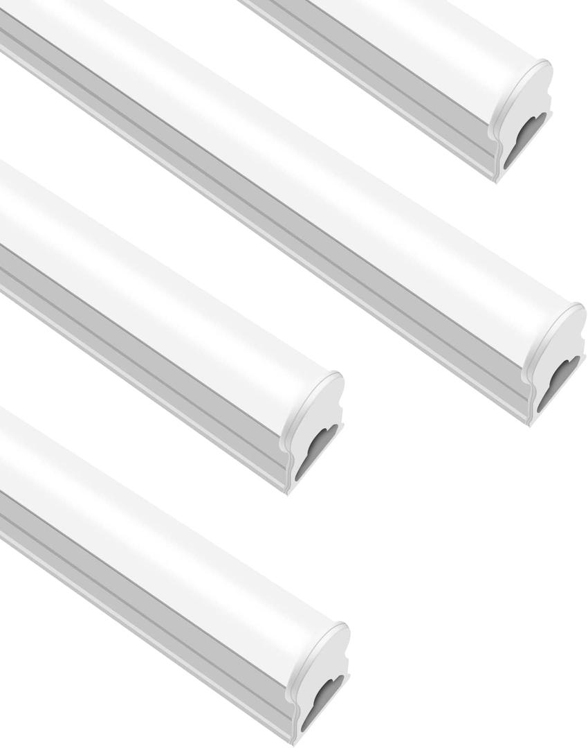 LightingWill 4 Pack LED Shop Light 2FT, Daylight White 6000~6500K, 10W, Linkable T5 Integrated Fixture, Utility LED Ceiling Light and Under Cabinet Light, Corded Electric with Built-in ON/Off Switch