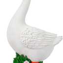 Large Porch Goose Statue with Solar Garden Light,20 Inch Realistic Hand-Painted Goose Sculpture, All-Weather Resin Outdoor Decor for Garden, Yard, Patio, Fits Standard Goose Porch Duck Outfits,White