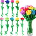 18 Pcs Plush Rose Flower Stuffed Bendable Stems Plush Bouquet Toy Soft Floral 12.6 Inch for Graduation 2026 Mother's Day Valentines Day Girl Girlfriend Wife Family and Friends(18 Pcs Colorful Series)
