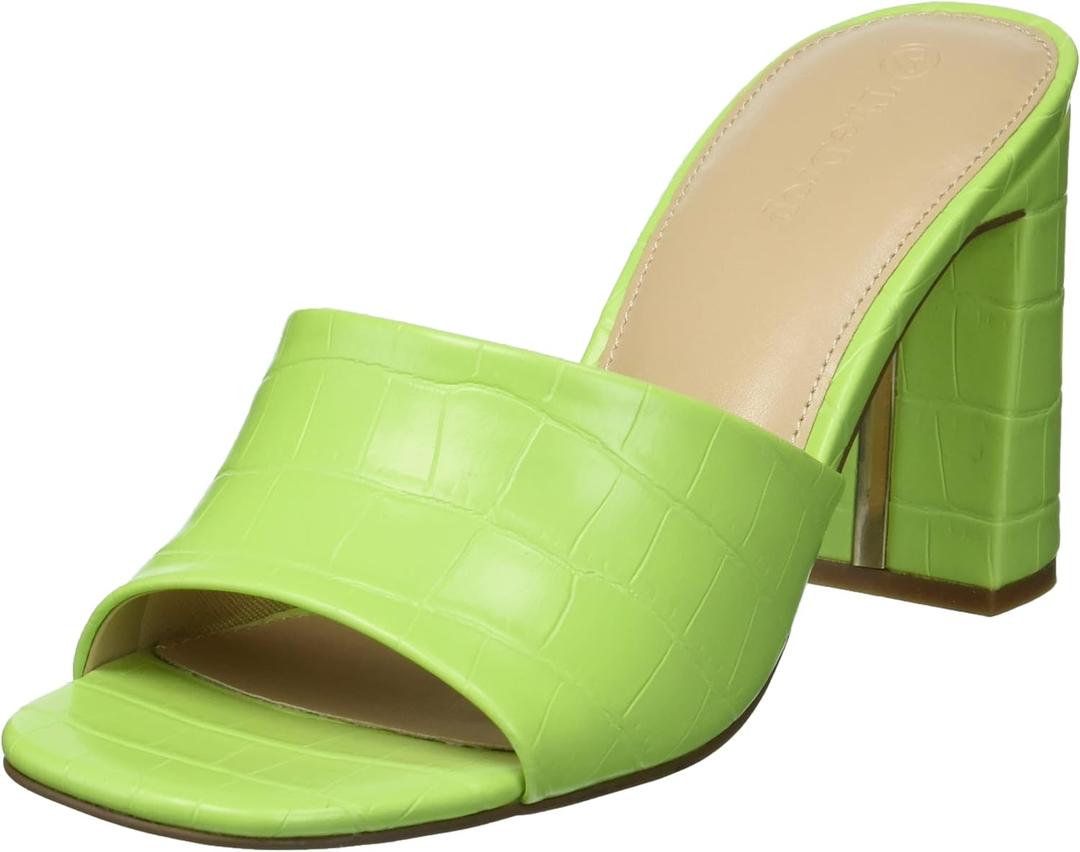 The Drop Women's Pattie High Block-Heeled Mule Sandal (7, Lime)