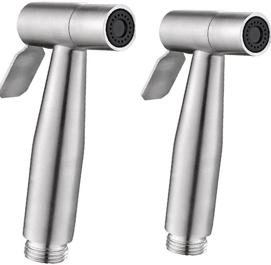 2 Pieces Bidet Toilet Sprayer Head Stainless Steel Handheld Sprayer for Cloth Diaper, Bathroom, Kitchen and Toilet Cleaning
