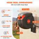 New Retractable Garden Hose Reel 5/8 inch x 65 ft Any Length Lock 9 Pattern Nozzle Wall-Mounted Automatic Slow Return 180 Swivel UV Resistant Heavy Duty Hose Reels for Outside