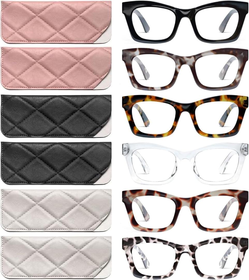 CCVOO 6 Pack Oprah Reading Glasses for Women, Eyeglasses, Blue Light Readers for Women, Computer Eye Glasses, Cheaters (A4 Mix)