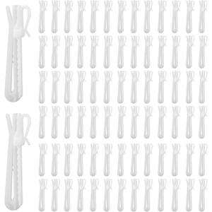 80pcs Plastic Curtain Hooks, Adjustable Pinch Pleat Hooks, Ratchet System Pinch Pleat Curtain Hooks Pinchs Pleated Curtains Drapery Pin Hook for Window/Door/Shower Curtains(Color:White)