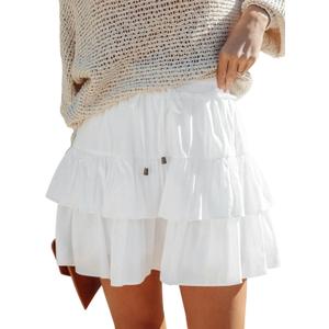 Aoudery Flowy Shorts for Women Boho Ruffled Tiered Skorts Casual High Waist Mini Skirts Tennis Golf Comfy Shorts 2026 (Small)