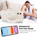 Fiyart Designed for iPhone 11 Case Cute Flowers with Strap Soft TPU Phone Cover Protective Camera Lens Protection for Women Men Floral Bumper with Stand 6.1"-White