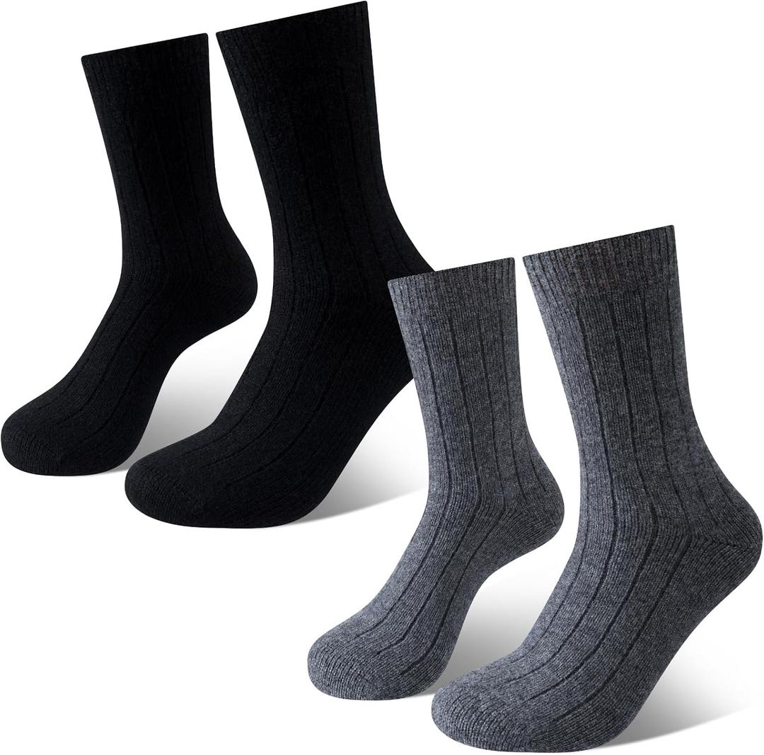 Chicingyou 2 Pairs Cozy 90% Cashmere Crew Socks for Women Men Gifts Soft Warm for Winter Home Bed Outdoor