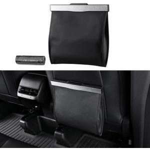 BASENOR 2026 Upgraded Tesla Model Y/3/S/X Cybertruck Trash Can, [Strong Magnetic] [Waterproof] LED Light Garbage Bin Leather Garbage Can, Seat Back Hanging Interior Accessories 2017-2026