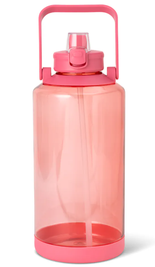 Tritan Bottle, Straw Lid and Extra Large Carry Handle Flutter Pink 64oz