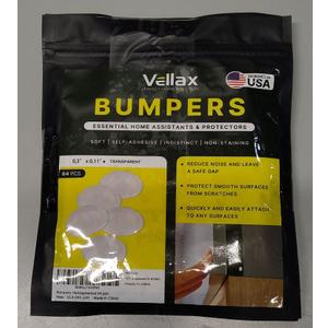 Pack of 5, Vellax Cabinet Door Bumpers 64 Pcs - Clear Self Adhesive Pads, Cabinet Stoppers, Rubber Bumpers for Drawers, Cupboards, Cutting Boards, Glass Tops, Picture Frames, Kitchen Furniture (Hemispherical), 0,3''x0,11'' Transparent