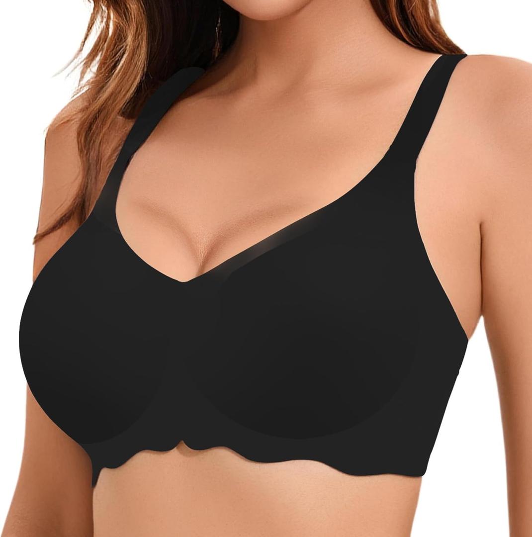 Womens Wireless Seamless Bras No Underwire V Neck Push Up Bras Full Coverage Bralettes Adjustable Supportive T Shirt Bra (Large) Womens Wireless Seamless Bras No Underwire V Neck Push Up Bras Full Coverage Bralettes Adjustable Supportive T Shirt Bra (Large)