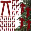 Glitinsel 24 Pcs Red Velvet Bows Christmas Tree Ornaments Valentines Day Bows Decoration for Garland Home Coquette Wedding Decor (5 x 7 Inch,Width of 1")