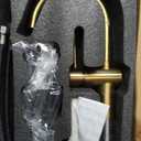 KENES Brushed Gold Single Handle Bathroom Faucets Modern Prep Wet Bar Sink Faucets Bathroom Sink Faucet with Drain Assembly & Deck Plate, Farmhouse RV Camper Outdoor Utility Faucet, KE-9005B-4 (Short)