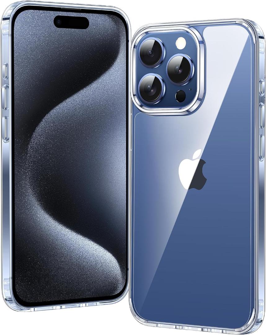 FNTCASE for iPhone 15 Pro Case: Clear Phone Cases Compatible with Magsafe Slim Anti Yellowing Military Grade Drop Protection Rugged Shockproof Protective Transparent Cell Phone Cover (B-Clear)