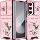 For Samsung Galaxy Z Fold 6 Case - Women Girls Cute Phone Cover Girly Pretty Aesthetic Green Butterfly Unique Design with Camera Cover Funda for Samsung Fold 6 Case