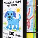 Americanflat 10x12.5 Kids Art Frame - Front Loading Picture Frames Hold 100 Artworks - Use as 8.5x11 Picture Frame with Mat - My Mini Masterpiece - Hanging Hardware and Built-in Easel Included - Black