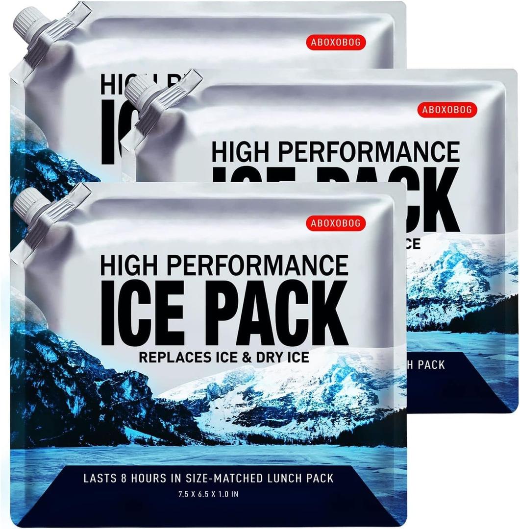 Reusable Ice Packs for Coolers Long Lasting Gel Freezer Packs for Cooler Bag Lunch Box,Keeps Food Cold Fresh (3 Pack, S(6.5"x7.5"))