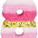 Number 8 Pinata, Pink and Gold for Girls 8th Birthday Party Decorations, Small, 16.5x11x3 in