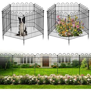 5 Panels Garden Fence Animal Barrier, 32 in (H) x11.8ft (L) Decorative Garden Fence, Rustproof Metal No Dig, Tall Garden Fencing, Dog Fence Outdoor for Yard, Patio